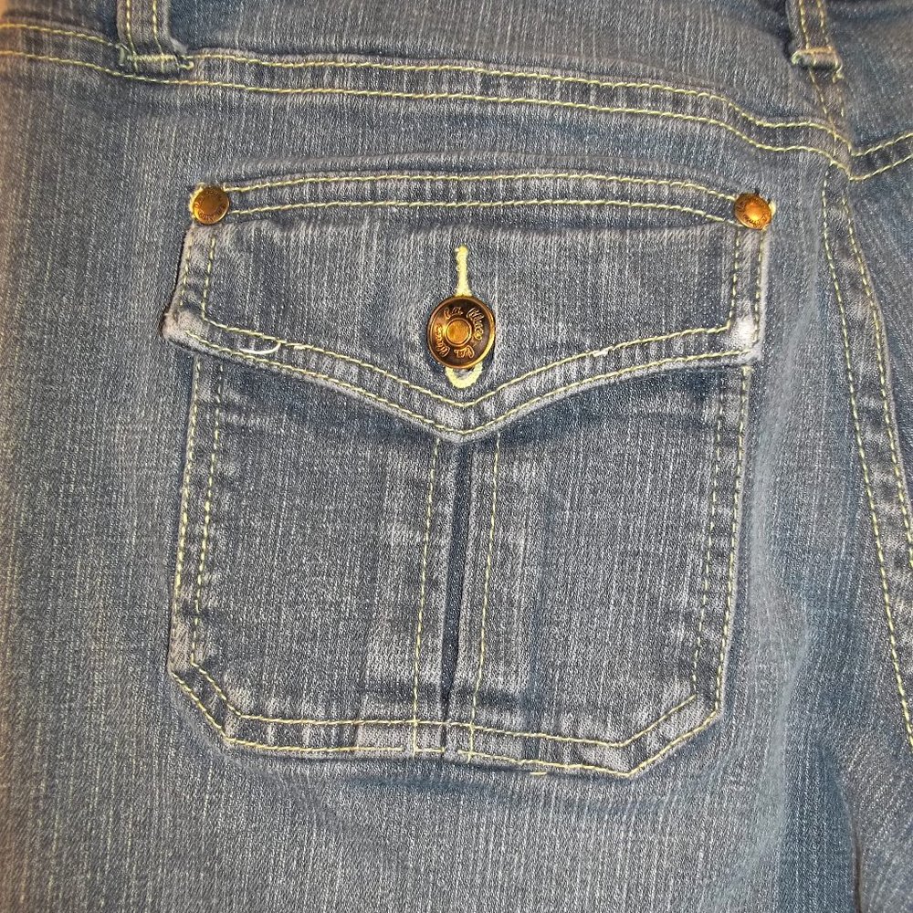 L.A. Blues Womens Denim Capris Cropped Jeans Size 10 Faded Pockets Casual Blue - Picture 3 of 5